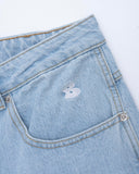 BUSI Biggie Jean Light Blue denim jeans, front pocket detail