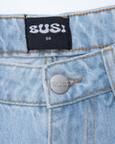 BUSI Biggie Jean Light Blue denim jeans, waistband label detail