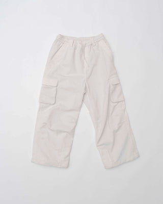 Off White Corduroy cargo pants on a white background.