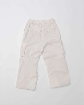 Off White Corduroy cargo pants on a white background.
