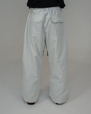 BUSI Biggie Pant Light Grey snowboard and ski pants, back view on model