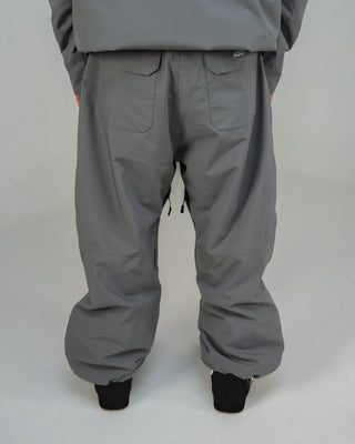 BUSI Biggie Pant Steel Grey snowboard and ski pants, back view on model