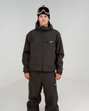 BUSI Core Jacket Brown snowboard and ski jacket, front view on model