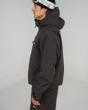 BUSI Core Jacket Brown snowboard and ski jacket, side view with hood up