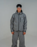 BUSI Core Jacket Steel Grey snowboard and ski jacket, front view on model