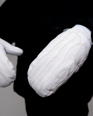 BUSI Skeleton Gloves White snowboard and ski gloves, close-up